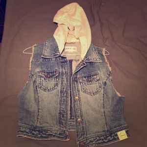 Denim best with grey cotton hood... from target